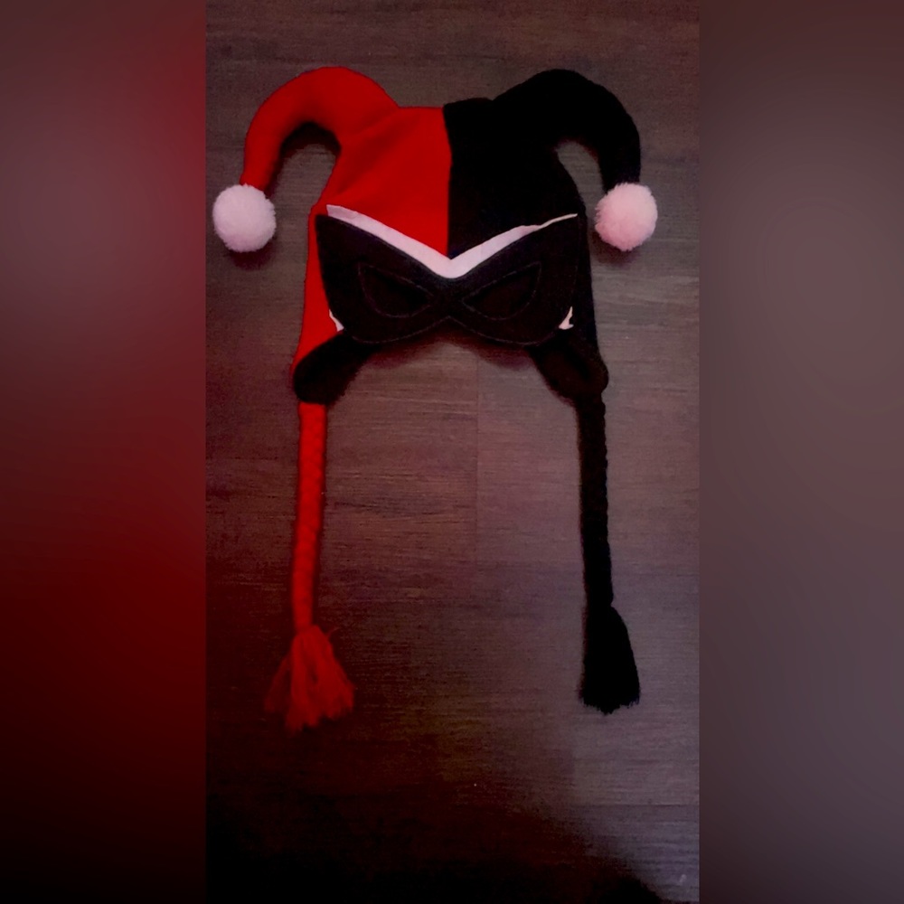 Harley Quinn Pom Pom hat Halloween costume beanie